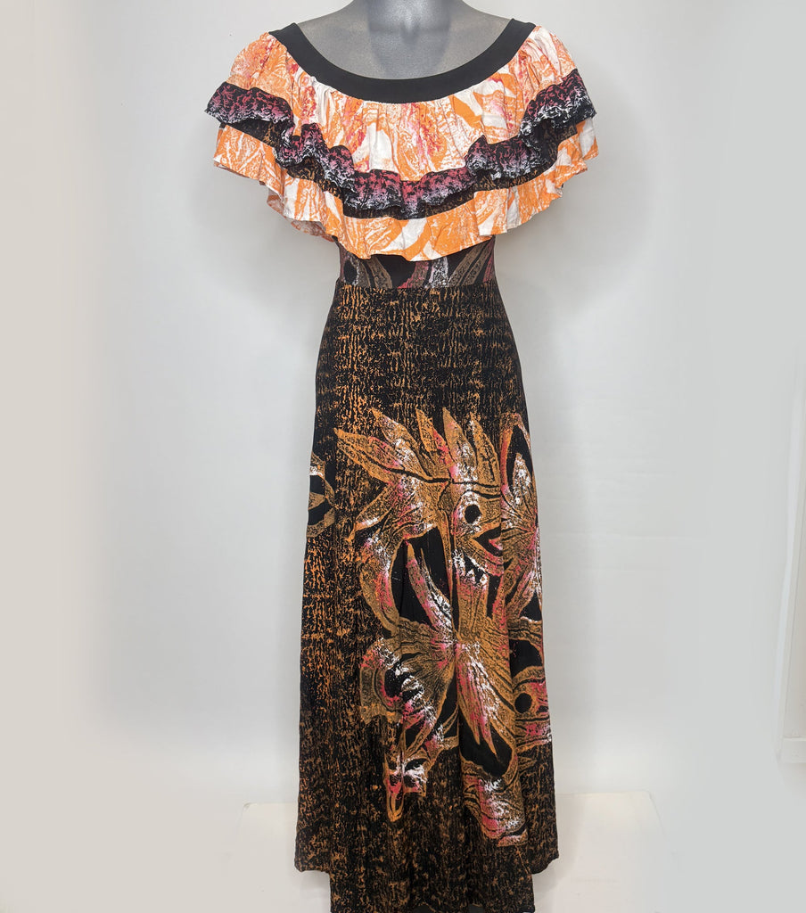 SUNSET TROPICANA RUFFLE DRESS Loriana's