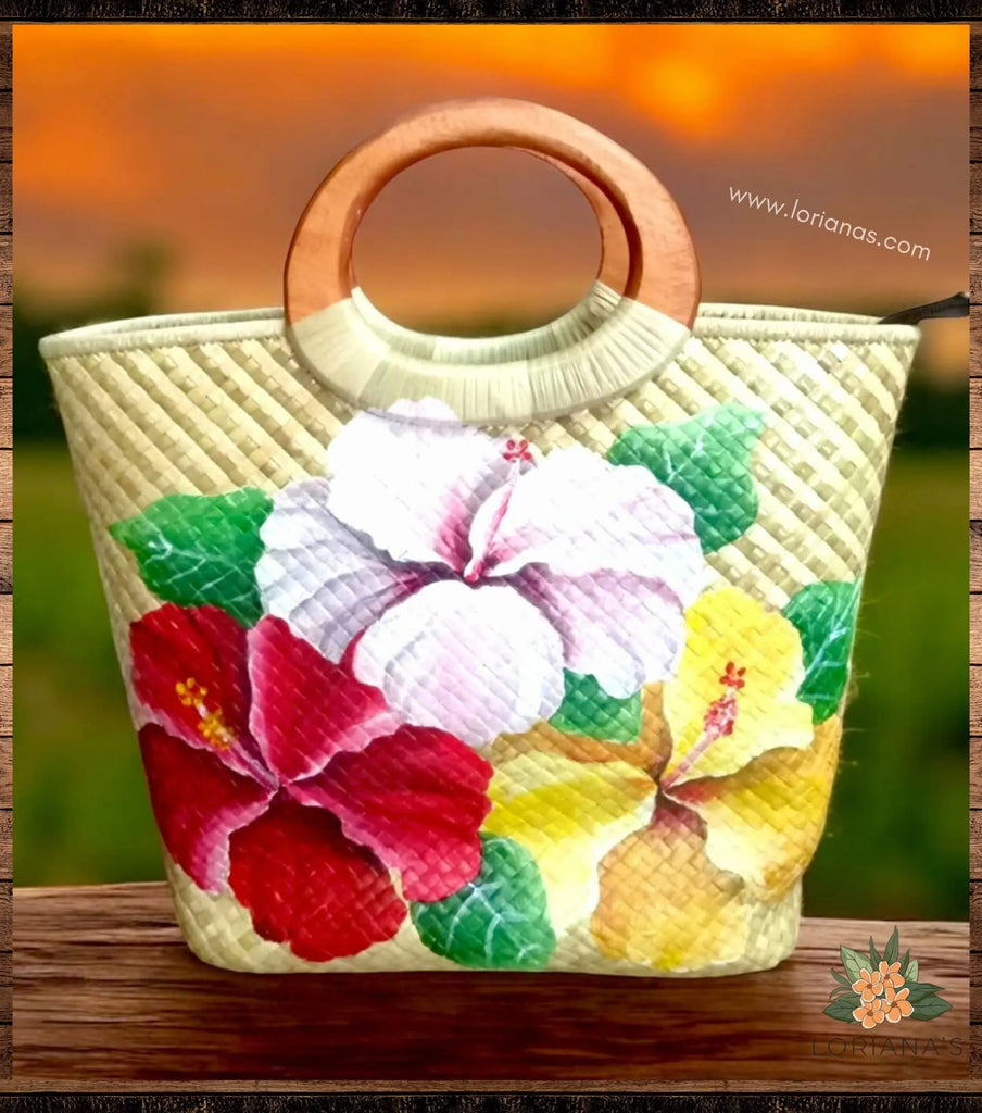 LUNA Handpainted Open Tote Handbag Loriana's, Pacific