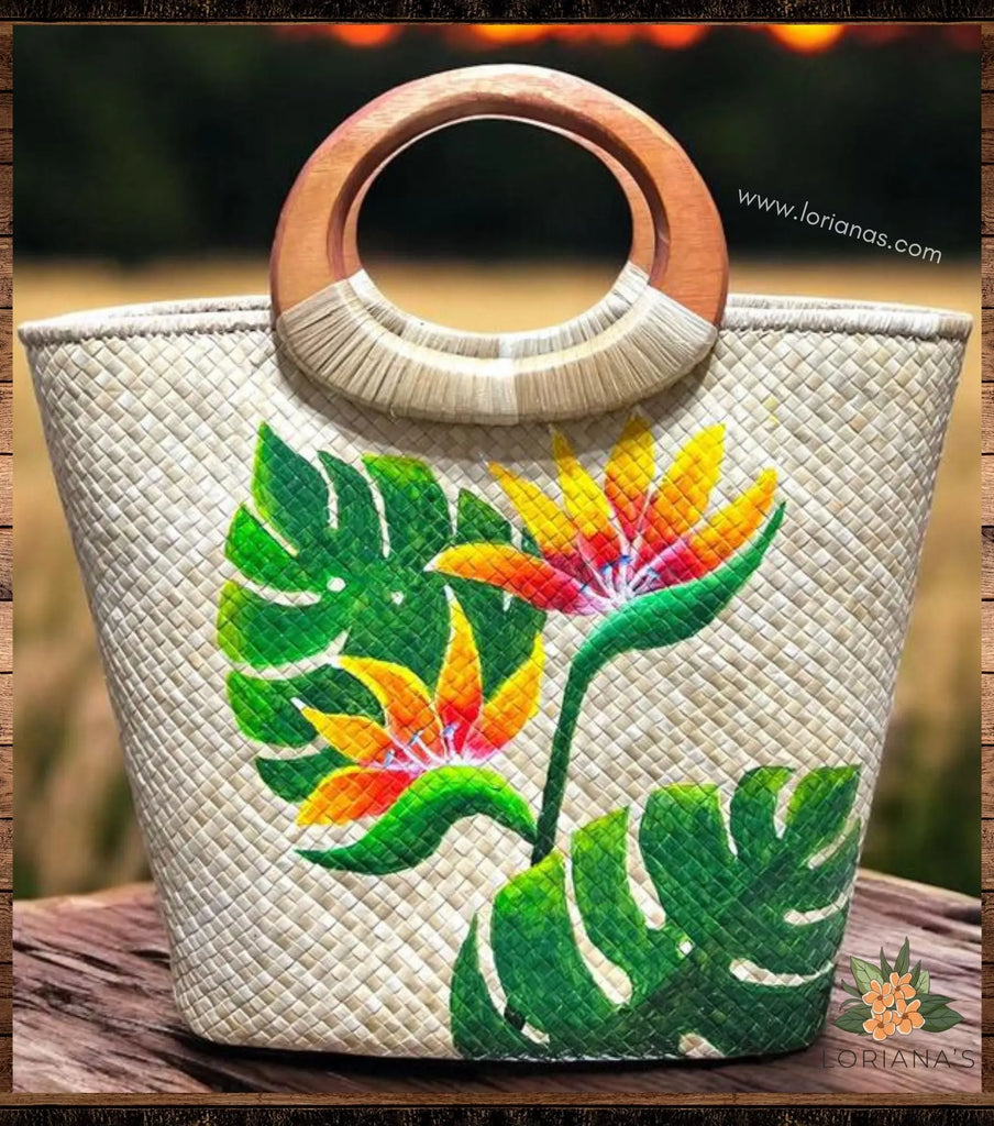 LUNA Handpainted Open Tote Handbag Loriana's, Pacific