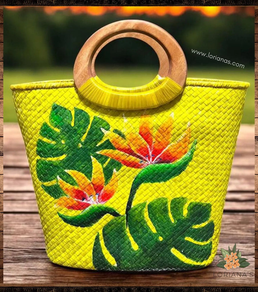 LUNA Handpainted Open Tote Handbag Loriana's, Pacific