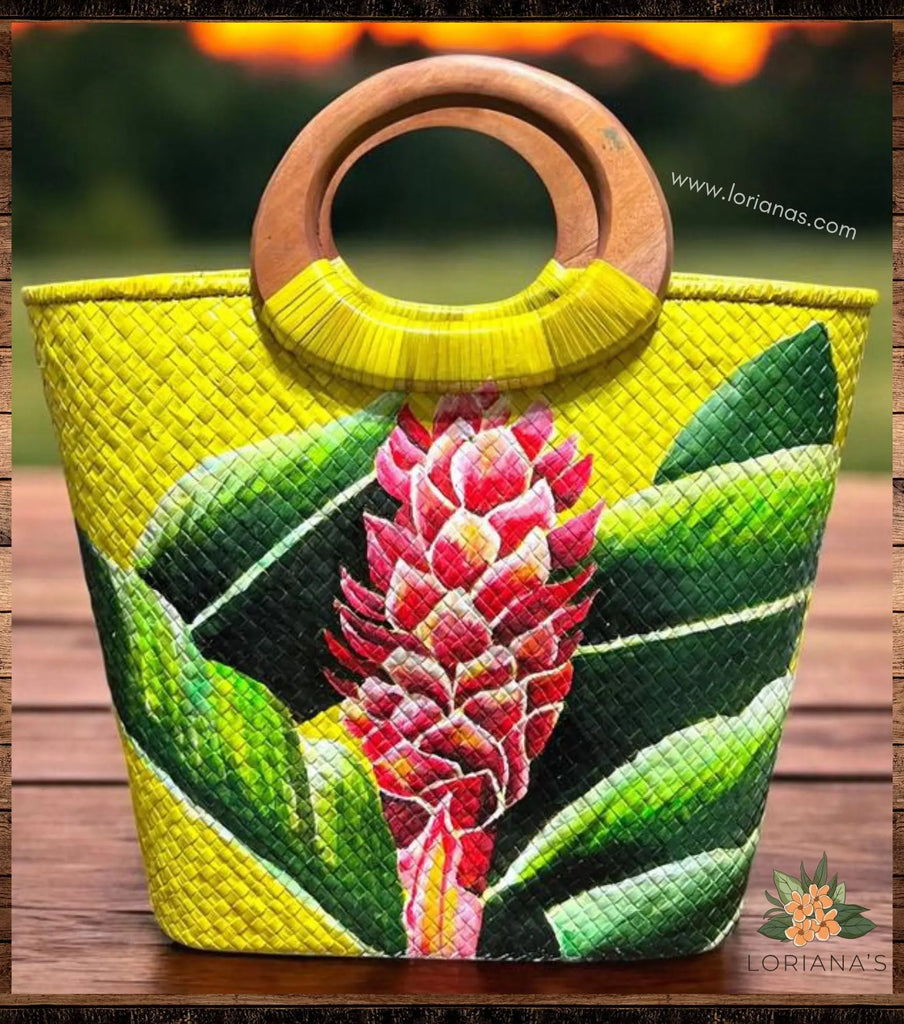 LUNA Handpainted Open Tote Handbag Loriana's, Pacific