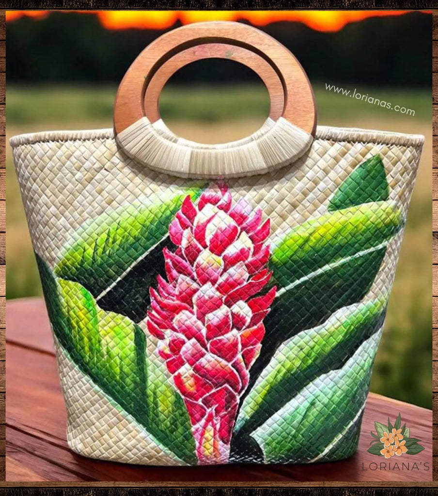 LUNA Handpainted Open Tote Handbag Loriana's, Pacific