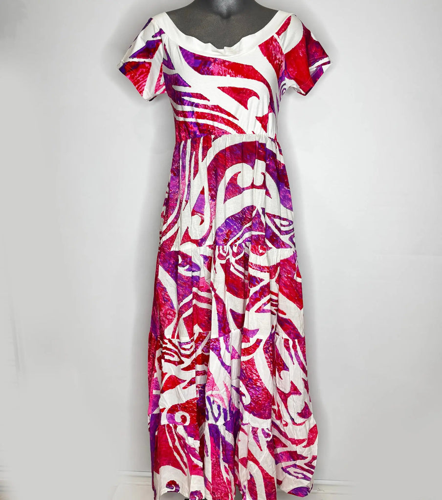 ELEGANT ISLAND INSPIRED PINK AND WHITE DRESS