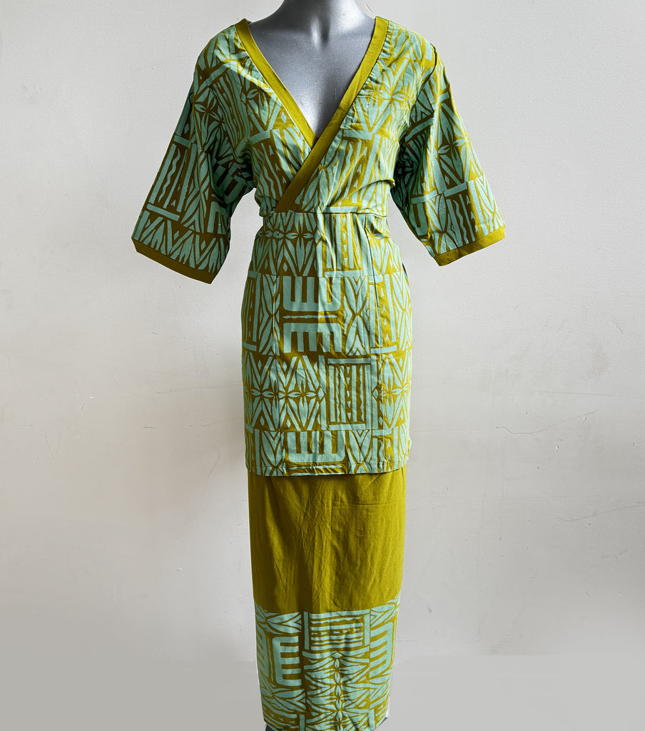 Elegant puletasi with gorgeous detailing, made in Samoa.