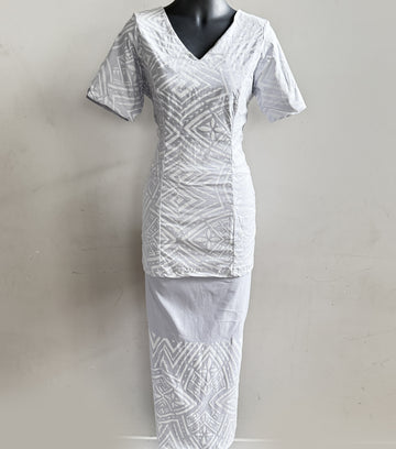Elegant white puletasi, made in Samoa.

