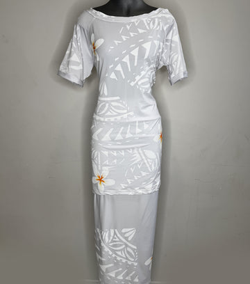 Elegant white puletasi, made in Samoa.