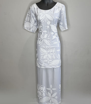 Elegant white puletasi, made in Samoa.