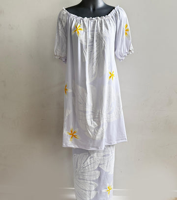 Elegant white puletasi, made in Samoa.