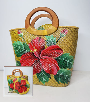 GEENA Open Tote Handbag with Matching Fan Loriana's