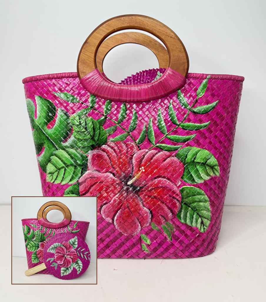 GEENA Open Tote Handbag with Matching Fan Loriana's