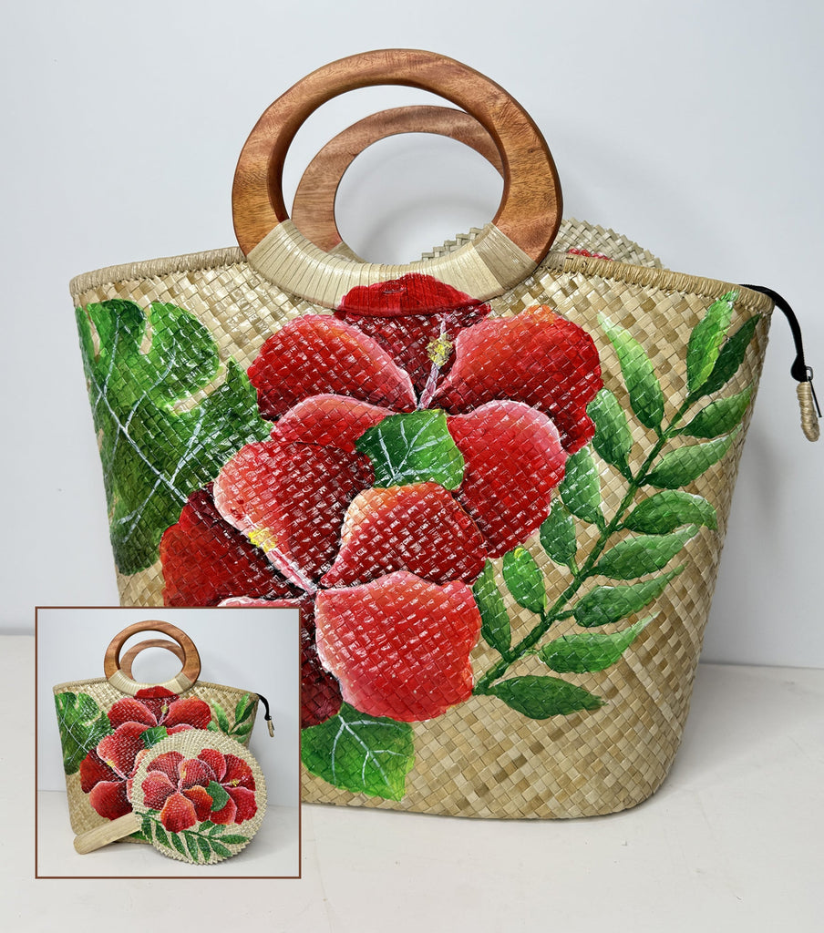GEENA Open Tote Handbag with Matching Fan Loriana's