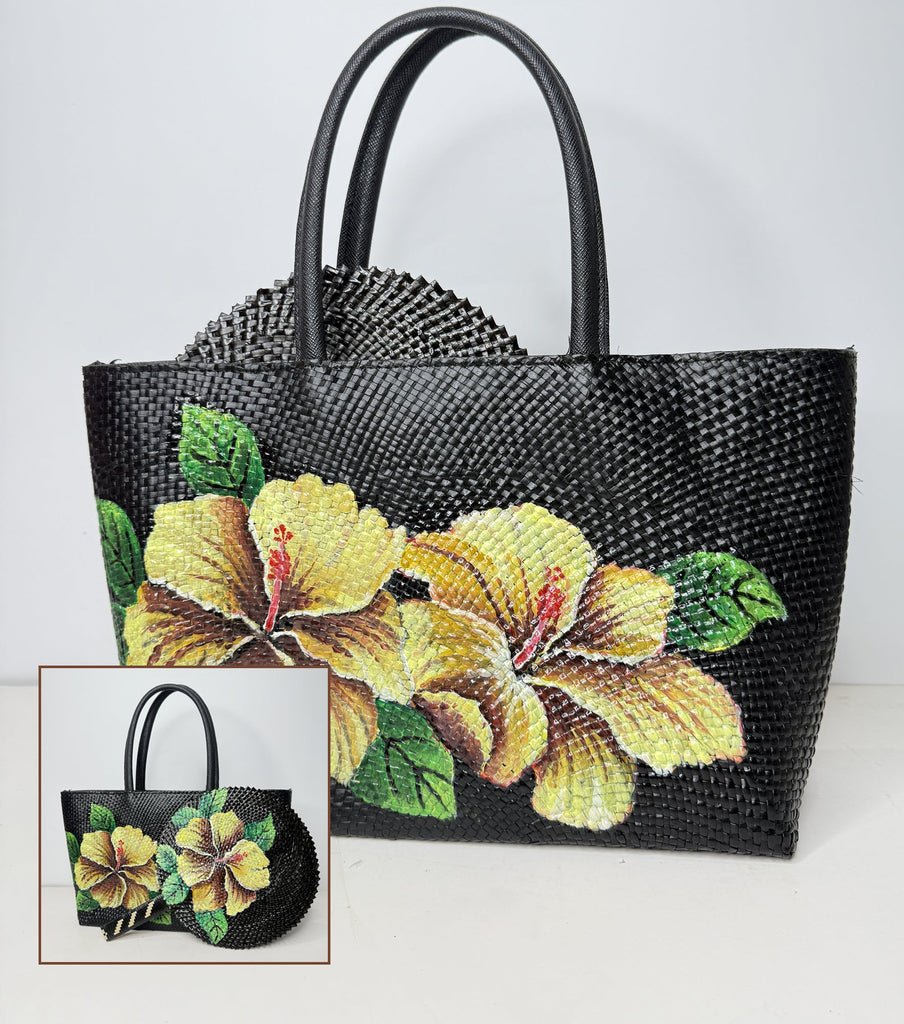 SERA  Woven Tote with Matching Fan Loriana's, Pacific